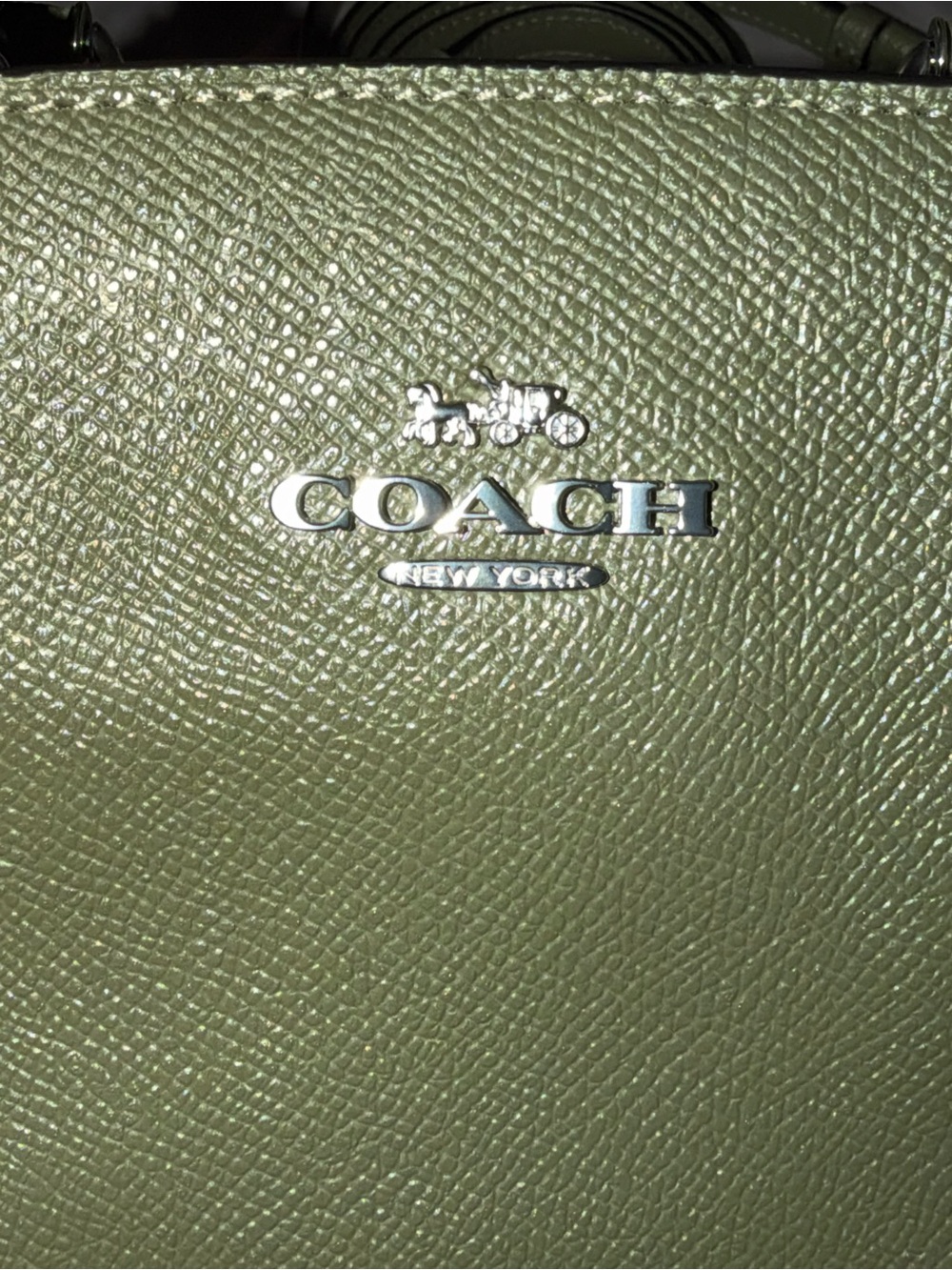 Coach 91146 Mini Lillie Carryall Bag Crossgrain Leather Crossbody Olive Green - Picture 8 of 9